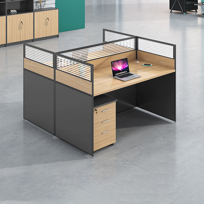 Office staff desk, employee workstation, office desk and chair combination