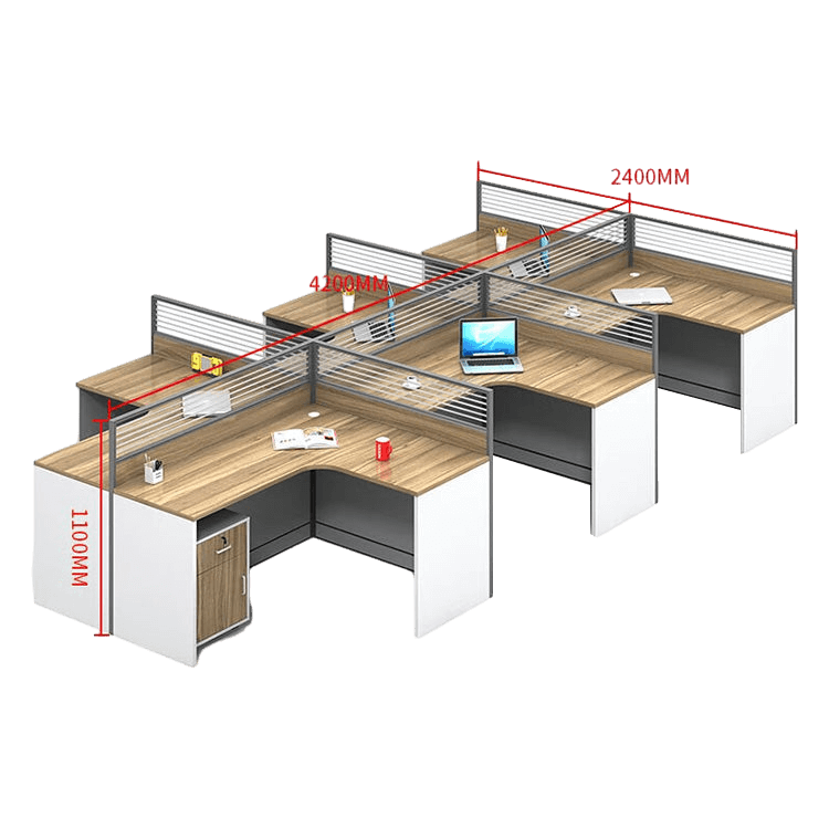 Creative curved employee desk, screen workstation, office desk and chair set