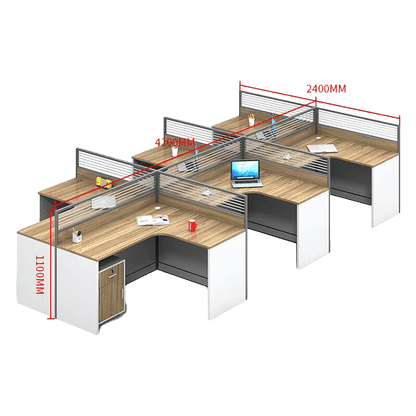 Creative curved employee desk, screen workstation, office desk and chair set