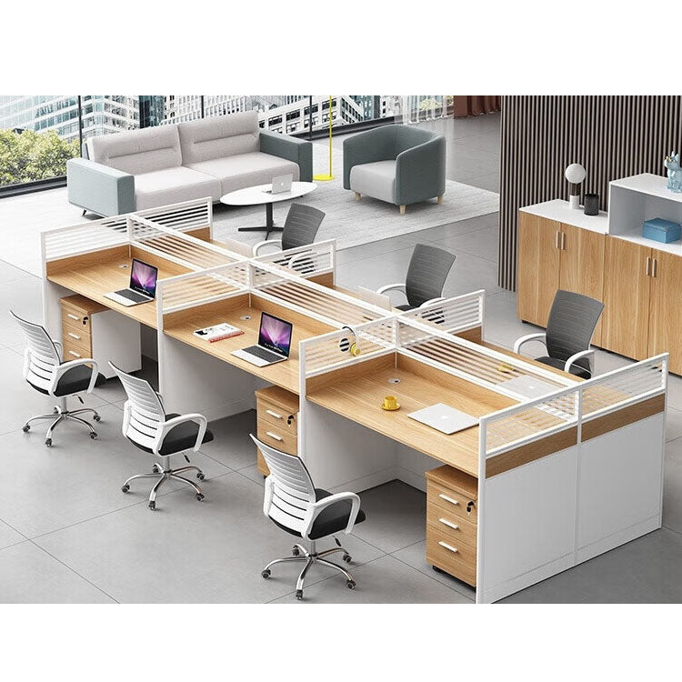 Screen card slot staff office desk and chair combination in wood color