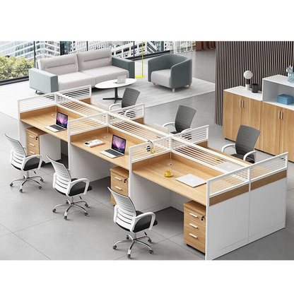 Screen card slot staff office desk and chair combination in wood color