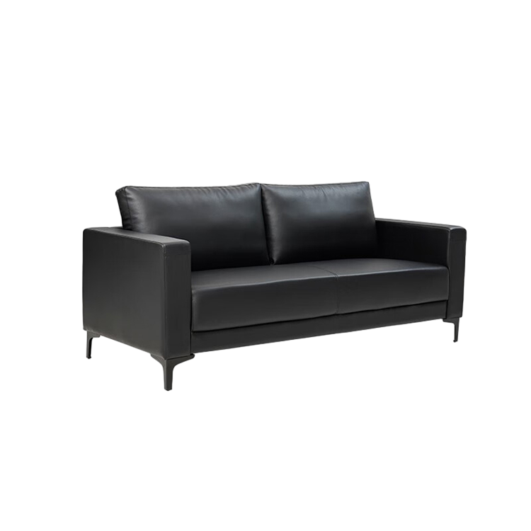 Simplified modern sofa, business office sofa, casual sofa with deep seating, black, leather