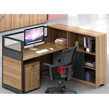 L shaped office desk, employee computer desk with cabinet