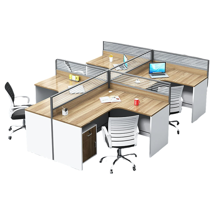 Creative curved employee desk, screen workstation, office desk and chair set