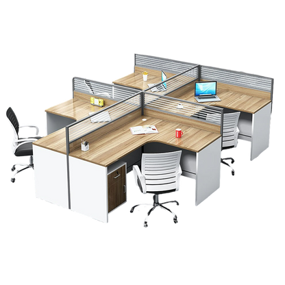 Creative curved employee desk, screen workstation, office desk and chair set