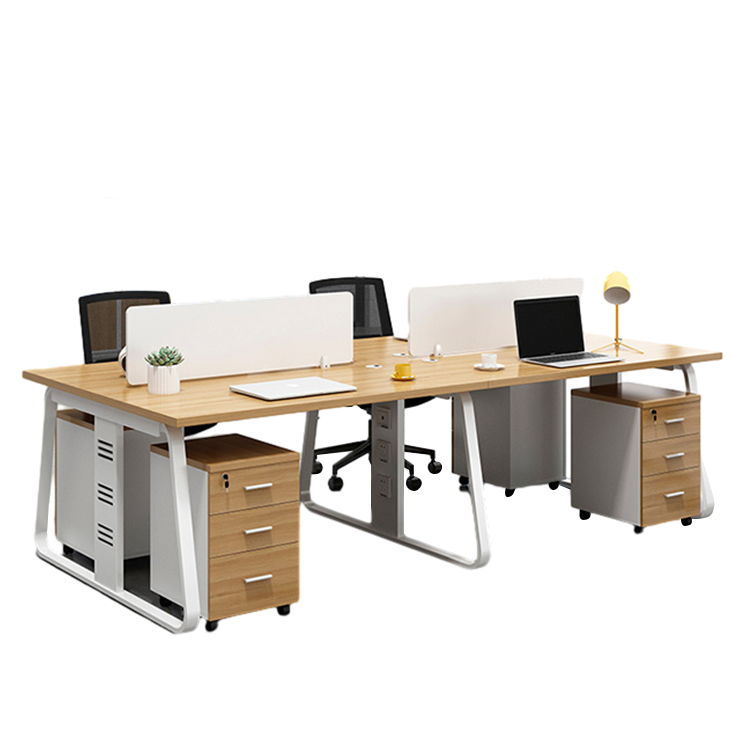 Office staff desk and chair combination with screen partition for employee desk and computer desk