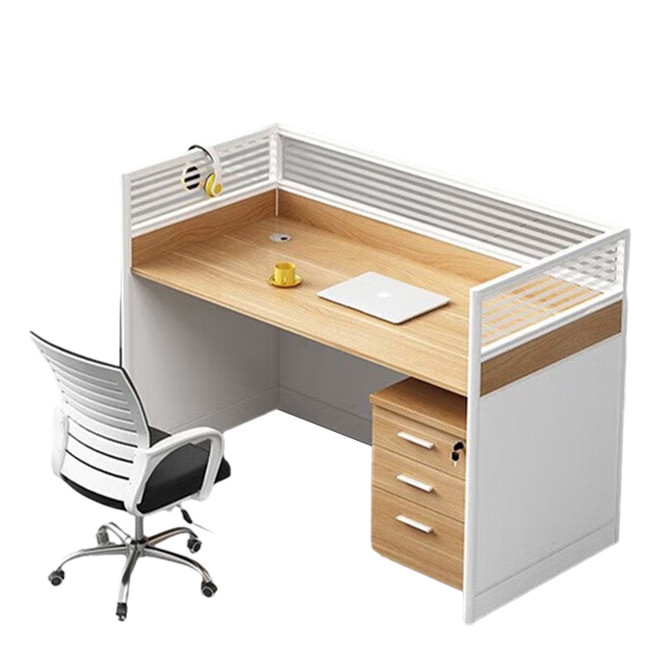 Screen card slot staff office desk and chair combination in wood color