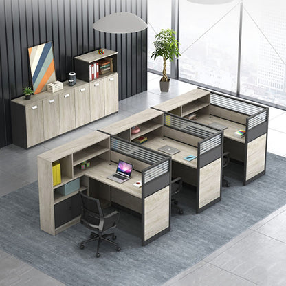 L shaped multiple combination employee desk with partition, office desk and chair combination