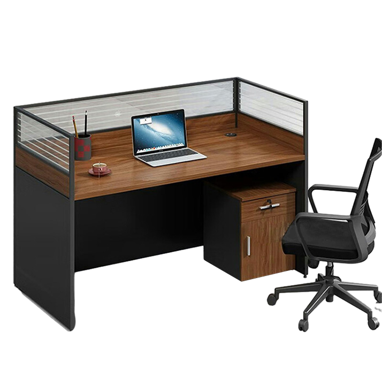 Office furniture staff desk and chair combination with screen workstation including cabinet