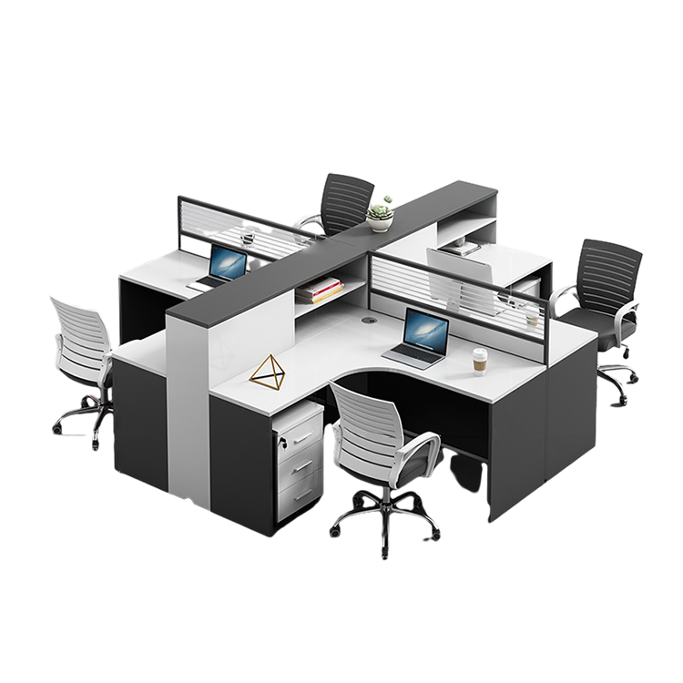 Creative multicombination office desk for employees with chairs and cabinets