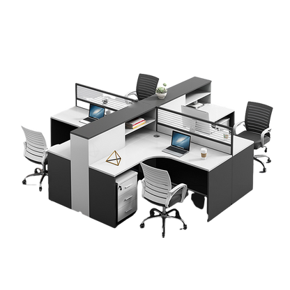 Creative multicombination office desk for employees with chairs and cabinets