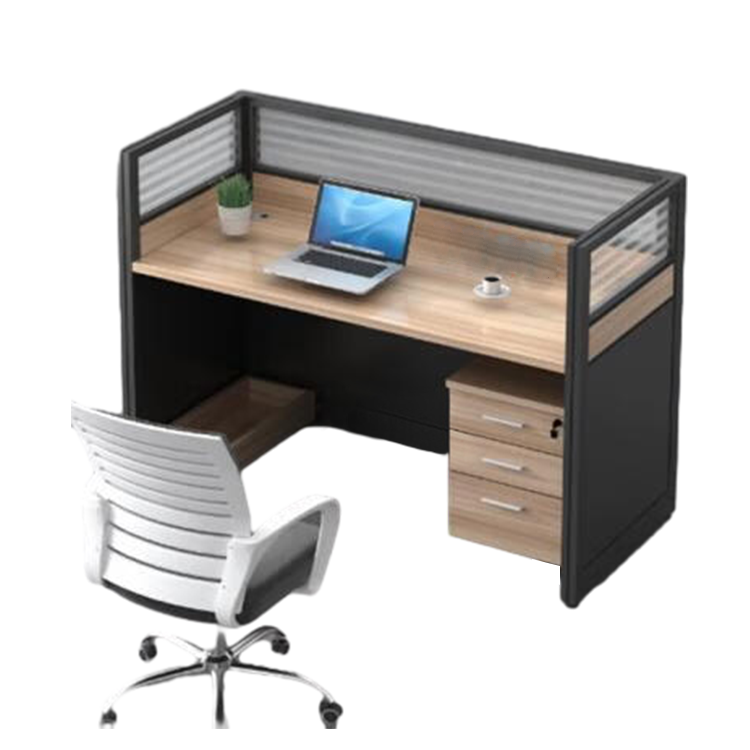 L shaped office desk computer desk, simple employee workstation staff desk