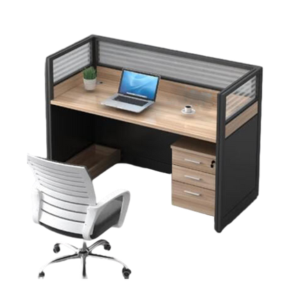 L shaped office desk computer desk, simple employee workstation staff desk