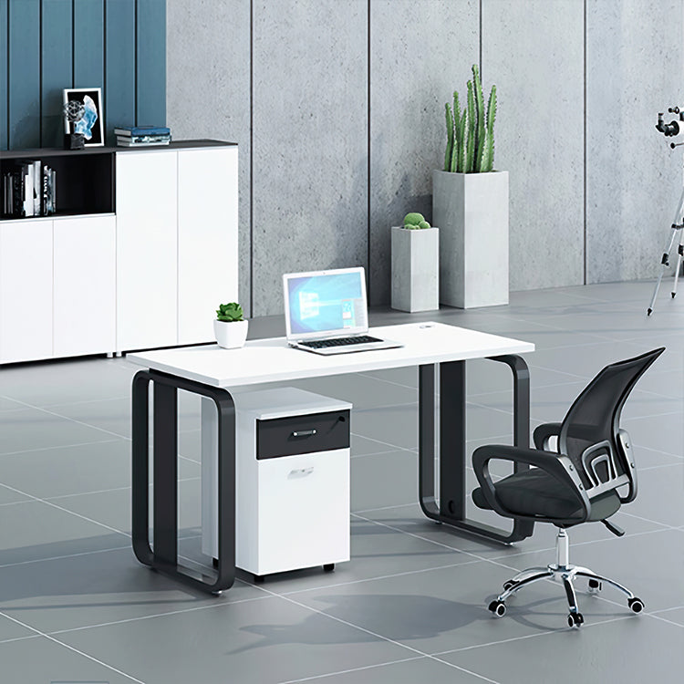 Simplified modern office employee desk, office desk