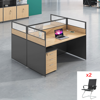 Office staff desk, employee workstation, office desk and chair combination