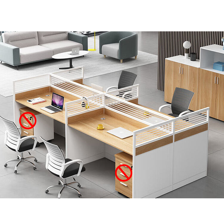 Screen card slot staff office desk and chair combination in wood color