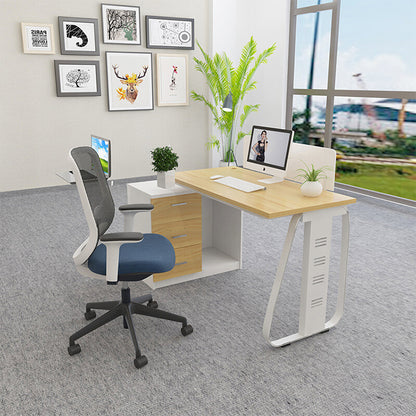 Employee workstation, staff steel office desk with cabinet combination