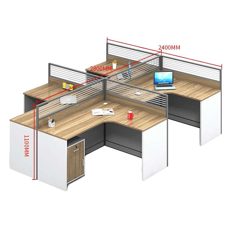 Creative curved employee desk, screen workstation, office desk and chair set