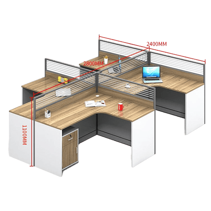 Creative curved employee desk, screen workstation, office desk and chair set