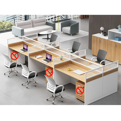 Screen card slot staff office desk and chair combination in wood color