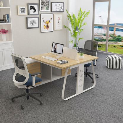 Employee workstation, staff steel office desk with cabinet combination