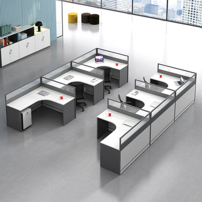 L shaped office desk employee desk multiple options with partition office desk and chair