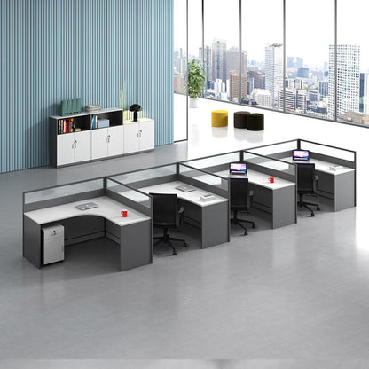 L shaped office desk employee desk multiple options with partition office desk and chair