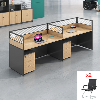 Office staff desk, employee workstation, office desk and chair combination