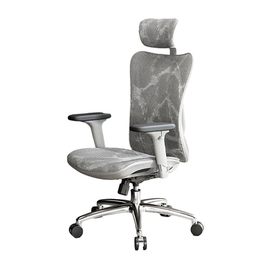 Ergonomic Gray Mesh Office Chair with Headrest and Footrest
