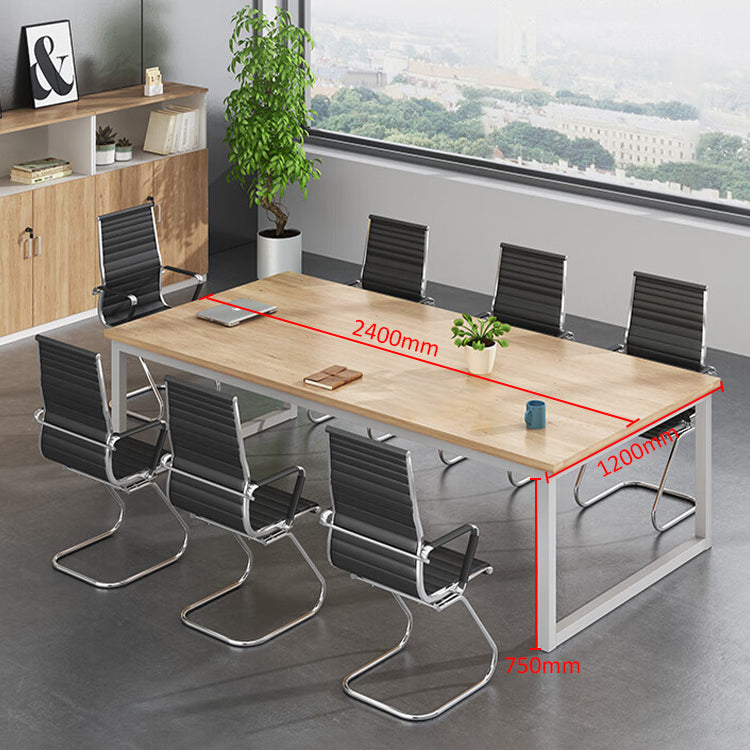 Simple Wood Colored Rectangular Staff Table Conference Table