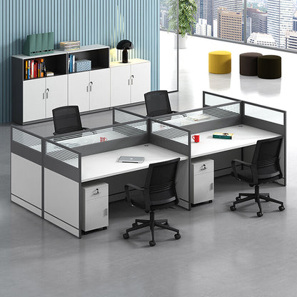 L shaped office desk employee desk multiple options with partition office desk and chair