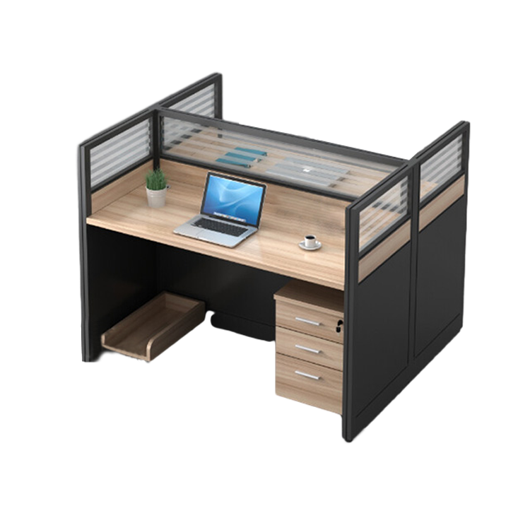 L shaped office desk computer desk, simple employee workstation staff desk