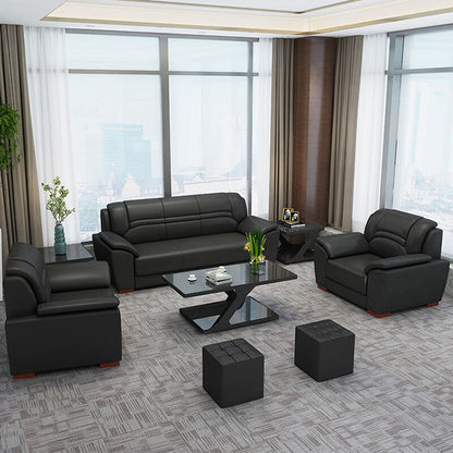 Office sofa, office reception guest sofa in leather, black