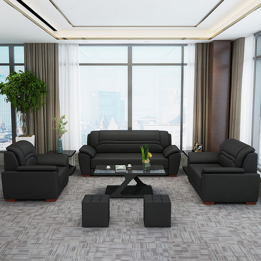 Office sofa, office reception guest sofa in leather, black