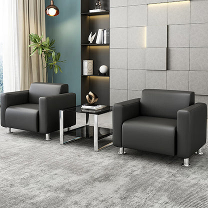 Business office reception leather sofa, single seater and three seater