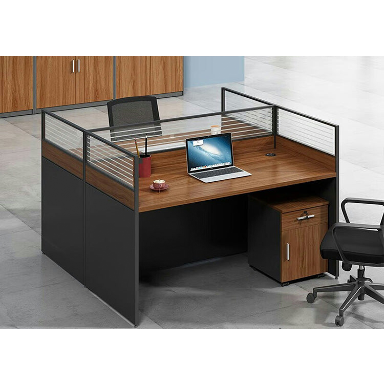 Office furniture staff desk and chair combination with screen workstation including cabinet