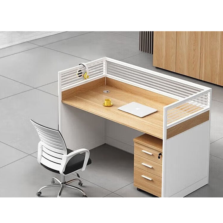 Screen card slot staff office desk and chair combination in wood color