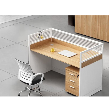 Screen card slot staff office desk and chair combination in wood color