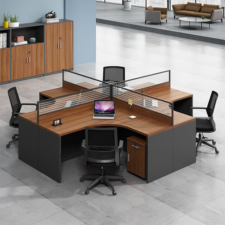 Office furniture staff desk and chair combination with screen workstation including cabinet