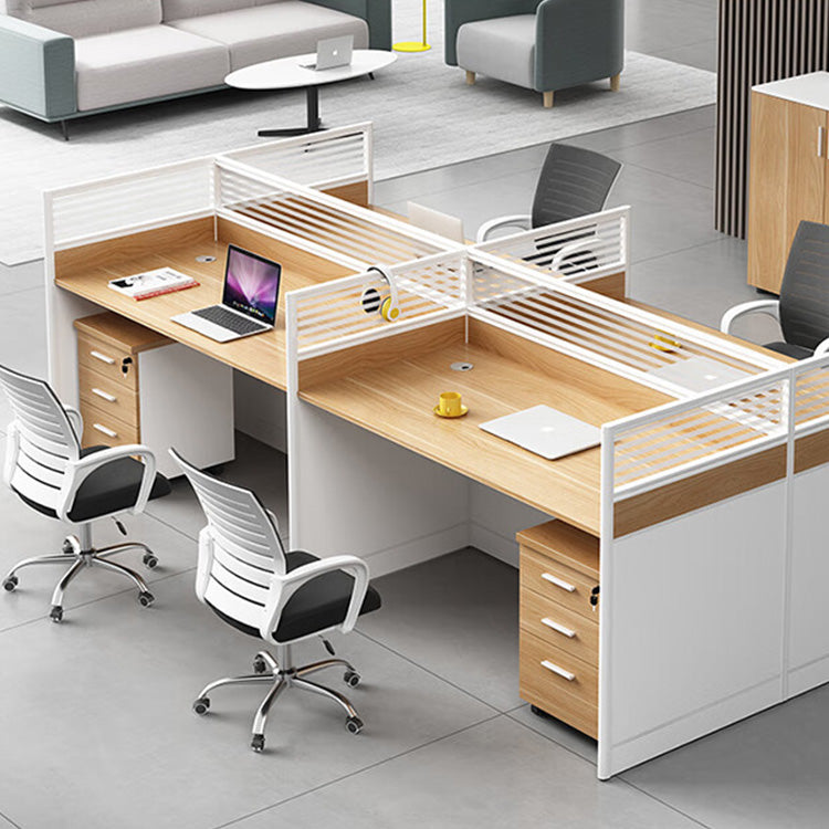 Screen card slot staff office desk and chair combination in wood color