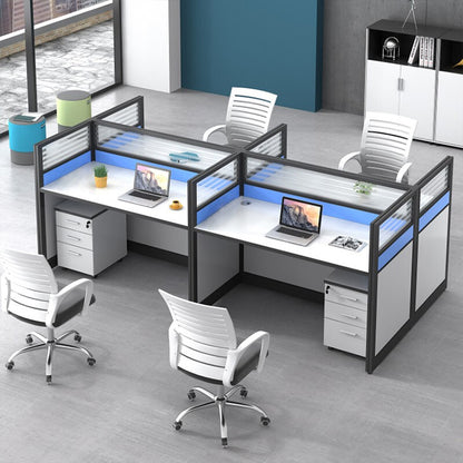 L shaped office desk computer desk, simple employee workstation staff desk