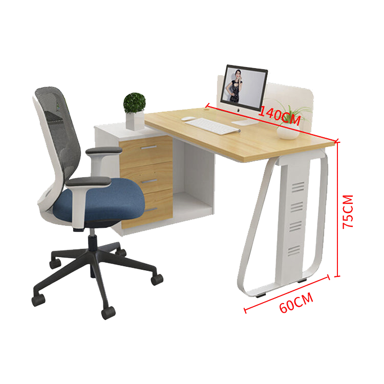 Employee workstation, staff steel office desk with cabinet combination