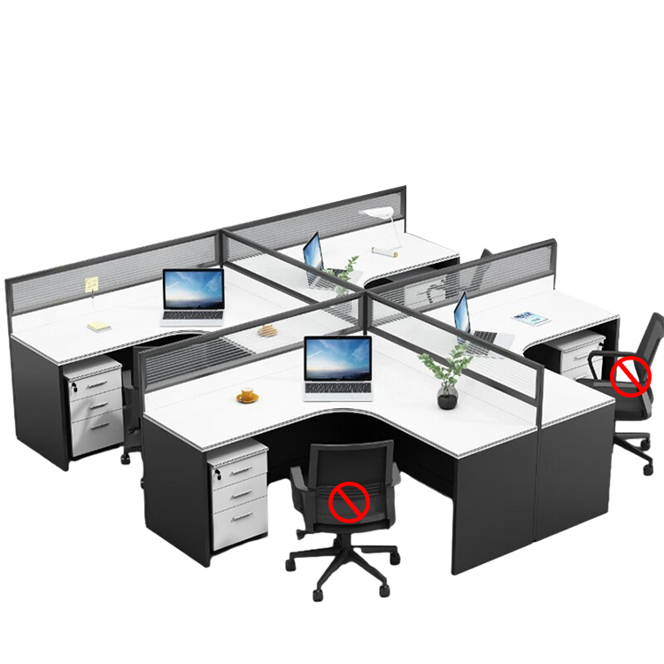 L shaped office desk computer desk, simple employee workstation staff desk