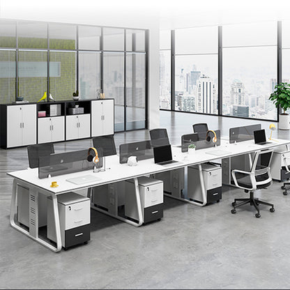 Office staff desk and chair combination with screen partition for employee desk and computer desk