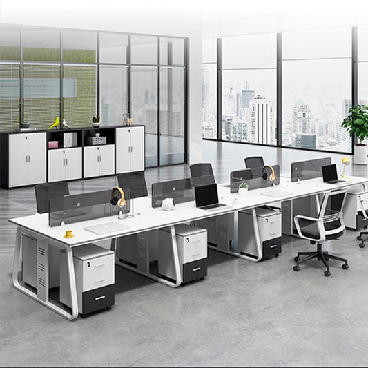Office staff desk and chair combination with screen partition for employee desk and computer desk