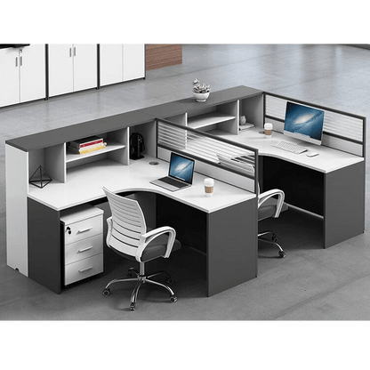 Creative multicombination office desk for employees with chairs and cabinets