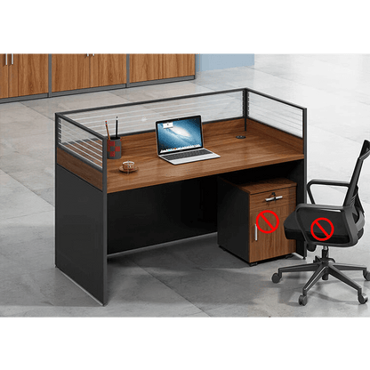 Office furniture staff desk and chair combination with screen workstation including cabinet