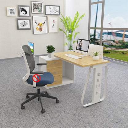 Employee workstation, staff steel office desk with cabinet combination