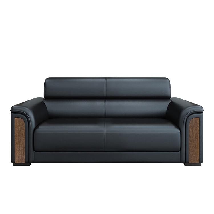 Office sofa, simple and modern business reception guest leather sofa and coffee table, black