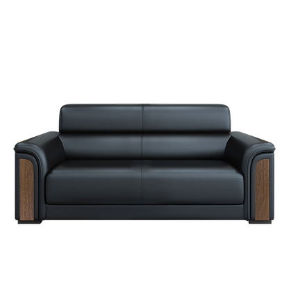 Office sofa, simple and modern business reception guest leather sofa and coffee table, black